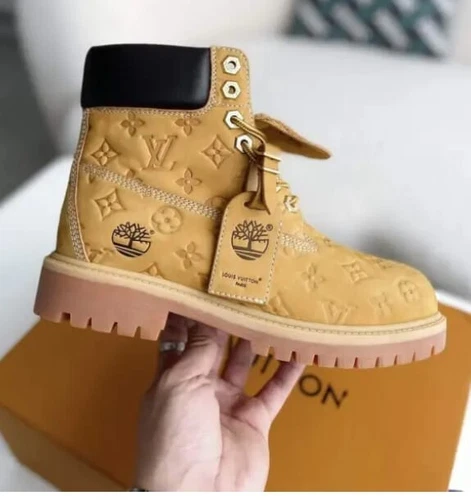 6-Inch Wheat Premium Ankle Embossed Monogram Leather Boots - Image 6