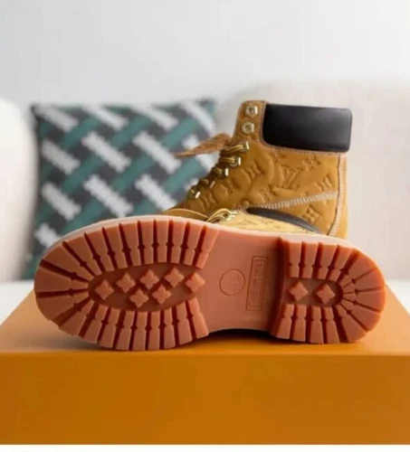 6-Inch Wheat Premium Ankle Embossed Monogram Leather Boots - Image 7