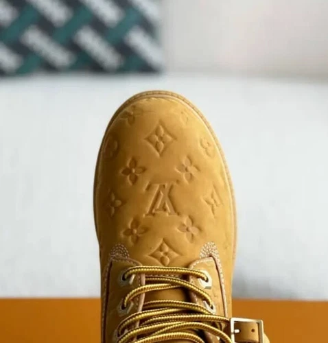 6-Inch Wheat Premium Ankle Embossed Monogram Leather Boots - Image 4