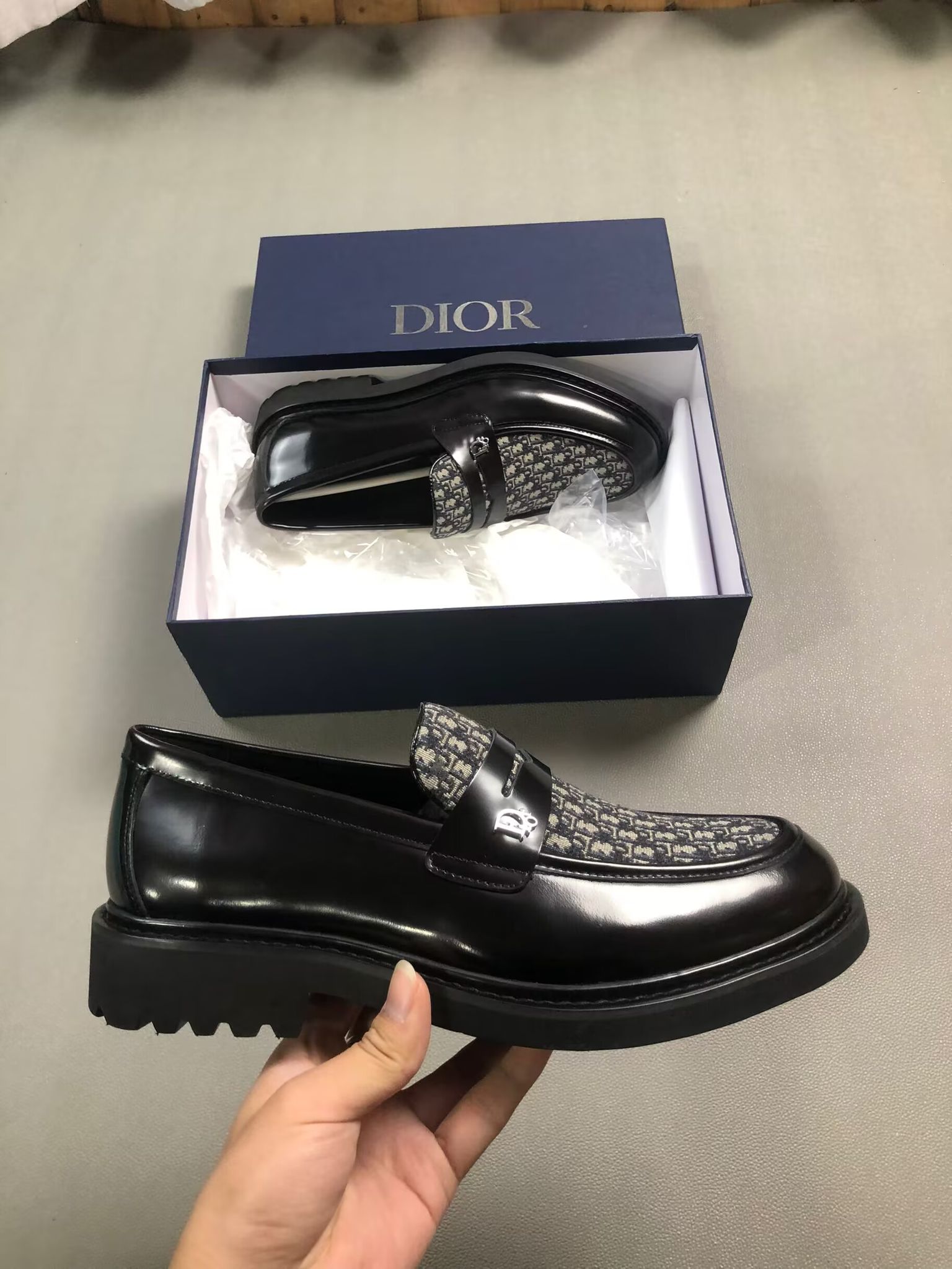 Black Oblique Jacquard Explorer Loafer